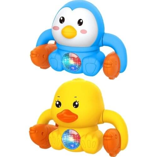 Q9QB Musical Duck Toy Infant Early Crawling Educational Toy Smart Sound Induction Musical Songs Lights Mist Somersault Toy