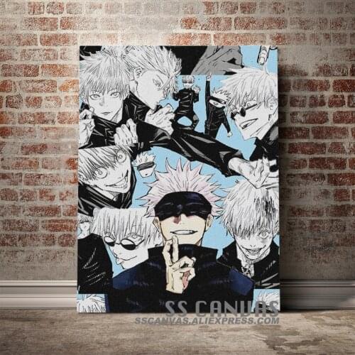 Satoru Gojo Jujutsu Kaisen Anime Collage Canvas Painting Decor Wall Art Pictures Home Living Room Decoration Prints Poster