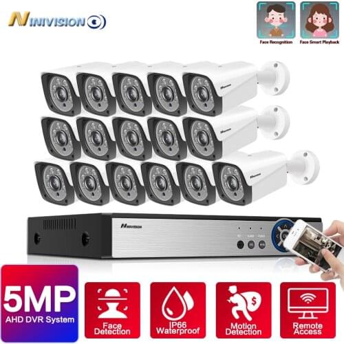 16CH CCTV System 5MP Face Record AHD DVR System HD 16PCS CCTV Cameras 5.0MP Megapixels Enhanced IR Security Camera With 4TB HDD