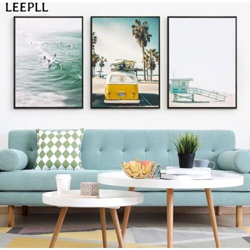 Modern Simple Nordic Wall Painting, Countryside Landscape, Surf, Beach, Living Room, Bedroom, Sofa, Background, Art
