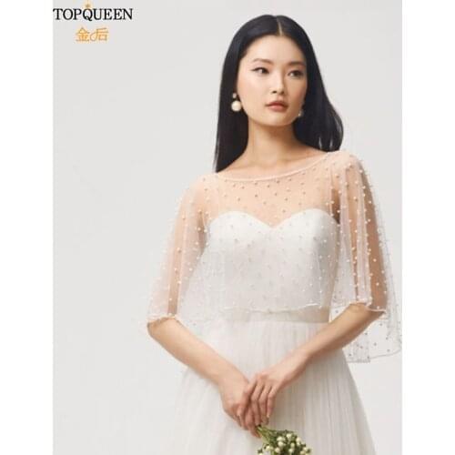 TOPQUEEN G27 Evening Party Jackets Woman Wedding Bolero Bridal Dress Cover-Up Bridal Shawl Bolero Capes Wedding Jackets / Wrap