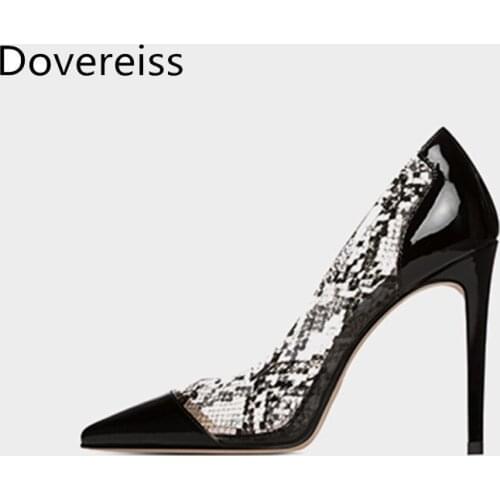 Dovereiss Fashion Womens Shoes summer new Elegant consice sexy Stilettos heels Serpentine pvc Pumps Party shoes big size 45