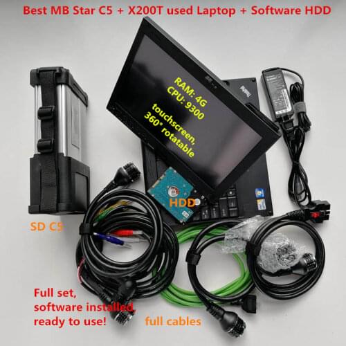 V2020.12 Software DTS EPC for Mb Star C5 SD Compact 5 in HDD and Used Laptop X200T touchscreen PC for Auto Star Diagnosis Tool