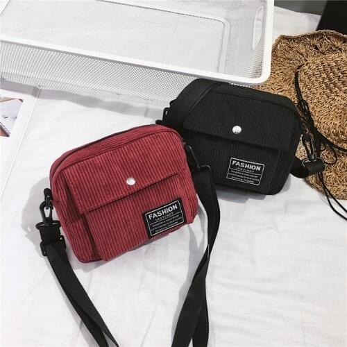Corduroy Bag Les Sacs Des Femmes Women Canvas Single Shoulder Messenger Bag Messenger Bag Small Square Bag