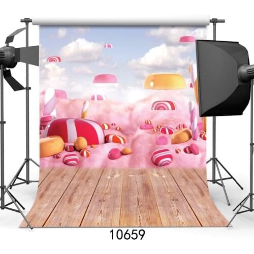 Candy Cane Balloons Sky White Clouds Photographic Background Vinyl Cloth Photo Backdrops for Birthday Party Baby Shower