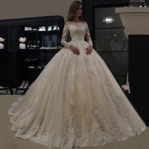 2020 Vintage Elegant Lace Appliques Wedding Dress Robe De Mariee Off the Shoulder Long Wedding Dresses Bridal Gowns