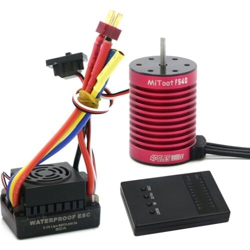 Waterproof F540 3000KV 3300KV 3930KV 4370KV Brushless Motor 2-3S 60A ESC Program Card For 1/10 RC Car Truck HSP HPI Wltoys Model