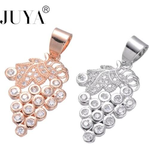 Jewelry Findings breloque Gold Rose Gold Copper Zircon Fruit Grape Charm Pendant For Women Making Necklaces Bracelets