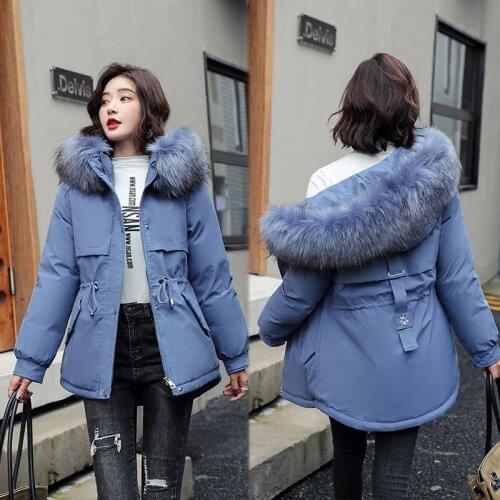 Winter Jacket Women Fur Hooded Thick Parka Female Long Winter Coat Women Fur Lining Down Cotton Lady Wadded Jacket Coat