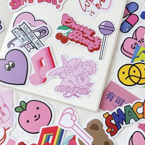 100pcs/Pack Kawaii Pink Love Angel Decoration Stickers Scrapbooking Album Agenda Planner Stickers Paper Flakes Stationery