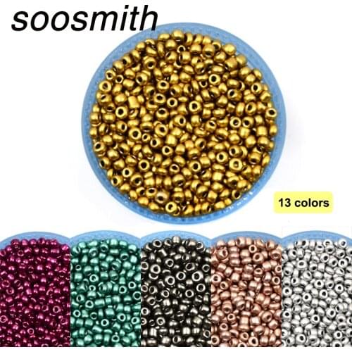 2MM Round Hole Matellic Seed Czech Glass Beads Charms Silver Gold Spacer Beads For Jewelry Making Kralen DIY Crafts Needlework