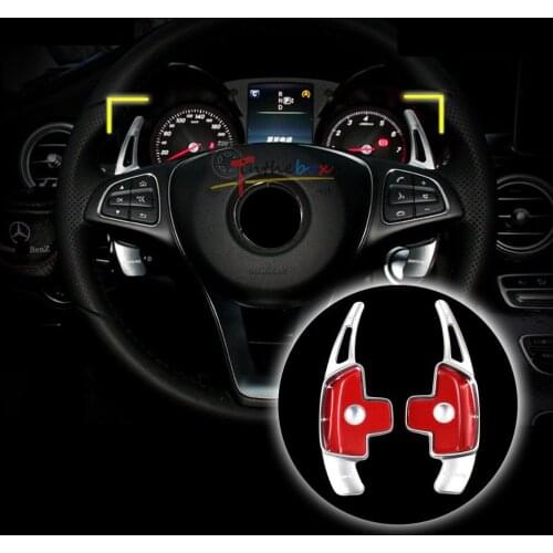 2X Steering Wheel Shifter Gear Paddle DSG Extension For Benz CLA GLE GLC 2015 2016 2017 Silver Car Gear Shifter Extension