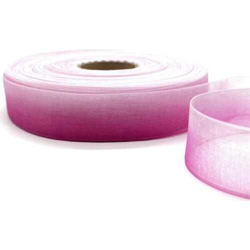 5 Yards/Lot 25mm Gradient color Organza Ribbons for Wedding Home Decor DIY Gift Wrapping Handmade Accessories #09