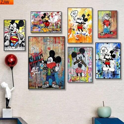 Disney Graffiti Street Art Mickey Mouse Diamond Painting Diamond Mosaic Cross Stitch Kits Full Diamond Embroidery Room Decor