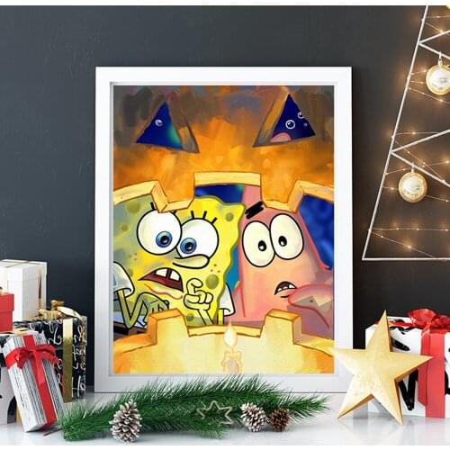 Diamond Painting Cartoon Diamond Embroidery Halloween Sponge and Starfish 5D DIY Mosaic Square Round Cross Stitch Kits Decor