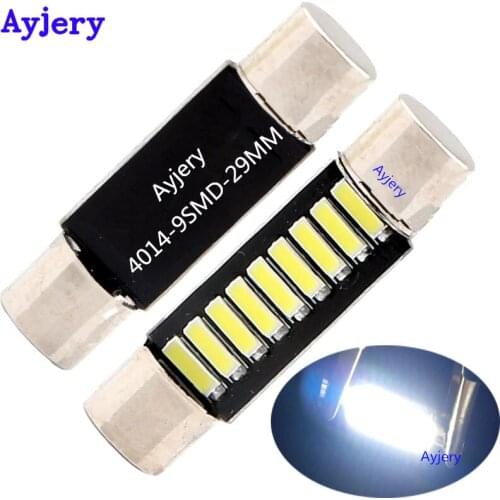 AYJERY !! Super Bright 4-10PCS C5W Led 4014 9 SMD 29mm 31mm Festoon Dome Lamps Reading Light DC 12V White 9 Leds Interior Lights