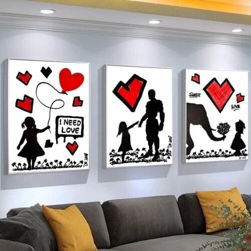 Banksy True Love Street Wall Art Canvas Painting Graffiti Art Posters and Prints Decorative Pictures for Living Room Home Decor