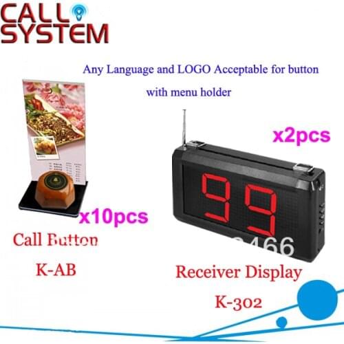 Wireless Calling Transmitter for Restaurant Cafe Service Any Language Any LOGO Acceptalbe show 3 digit number Free Shipping