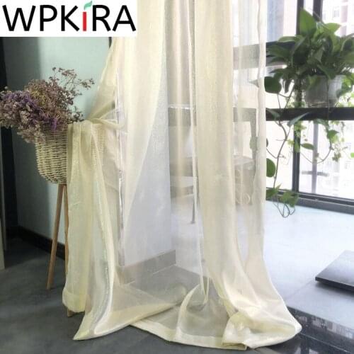 Modern Gold Wire Solid Color Voile Curtain for Living Room Bedroom Window Screen Sheer Tulle Curtain for Kitchen Balcony WP395D3