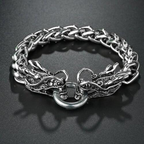 Unique Punk Fashion Link Chain Dragon Bracelet Jewelry Accessories Viking Bracelets Personality Cuff Bracelets Gift