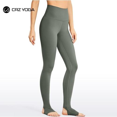 CRZ YOGA Womens High Waisted Leggings Stirrup Extra Long Naked Feeling Yoga Pants Over The Heel Workout Tights- 28 Inches