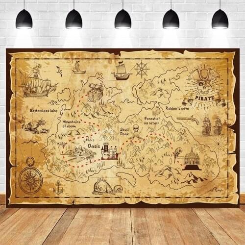 Yeele Pirate Ship Theme Treasure Map Skull Backdrop Baby Shower Birthday Party Background Photography Photo Studio Photophone