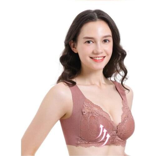 H9678 Full Cup Bra Lingerie Women Comfortable Sexy Lace Underwear Front Buckle Non-adjusted Straps No Steel Ring Breathable Bras