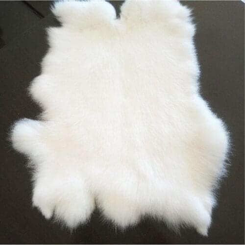 100% genuine rabbit fur rug in white 40*24cm, natural shaped real rabbit fur mat for furniture , DIY rabbit fur material SALES