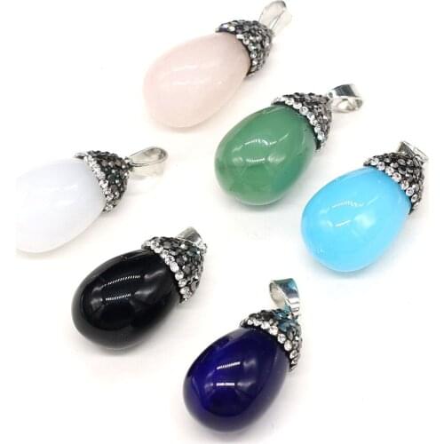 Natural Stone Pendants Round Waterdrop Shape Exquisite Colorful Stone Charms for Jewelry Making Necklace Bracelet Gift DIY