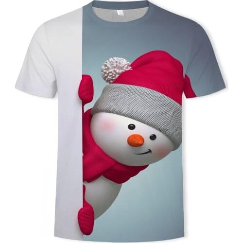 2021 summer fashion new gentle and cute Santa Claus send blessing 3D printing pattern mens short-sleeved trend casual T-shirt a