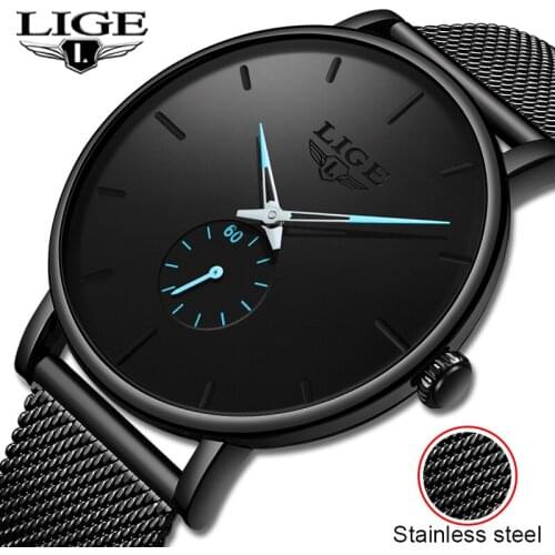 LIGE 2020 New Fashion Sports Mens Watches Top Brand Luxury Waterproof Simple Ultra-Thin Watch Men Quartz Clock Relogio Masculino