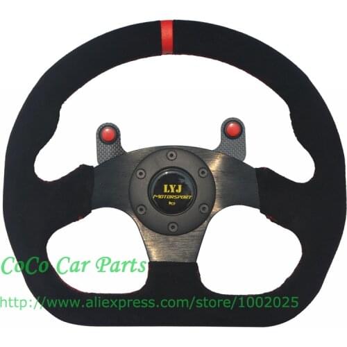 Free Shipping LYJ Racing Car Steering Wheel 320mm Universal Car Steering Wheel With Carbon Fiber Button 13 Inch Suede