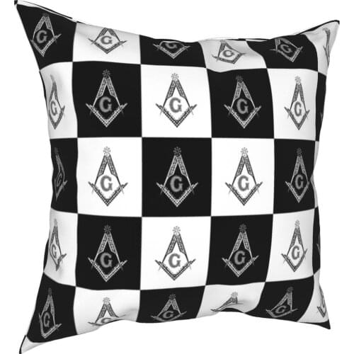 Freemason Checkered Pattern Throw Pillow Cover Cushions for Sofa Masonic Mason Novelty Pillowcase