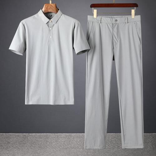 2021 summer light luxury personality Lapel ultra thin two piece mens ice skating elastic mens leisure sports suit