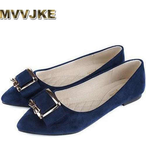 MVVJKELadies Ballet Flat Shoes Bow Pointy Toe Lazy Flats Women Fashion Loafers Casual Moccasins Boat Shoes 2018 Spring Plus Size