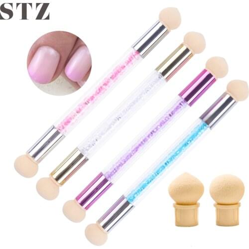 STZ Nail Art Brush Set Gel Polish Bloom Sponge Gradient Double Head Pen Nail Dust Glitter Painting Brush For Manicure Tool #945
