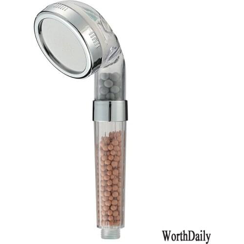 Handheld Water-saving Shower Head Nozzle High Pressure 3 Modes With Rocks Household Filter Shower Nozzle Bathroom Accessories