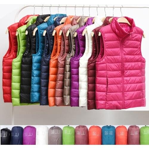 New Winter Sleeveless Vest Women Ultra Light Down Vest Slim Jacket Lady Stand Collar Lightweight Windproof Warm Zipper Waistcoat