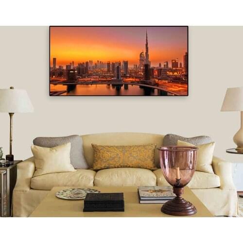 Dusk Photos In The City 1:2 Bridge Church Building Pictures Canvas Paintings Wall Art Posters Cuadros for Living Room Decoration