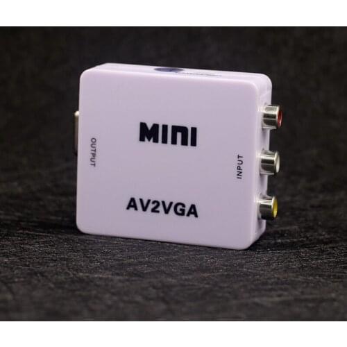 Pingle 1080P Mini RCA AV To VGA Converter with 3.5mm Audio AV2VGA CVBS TV to Monitor Converter