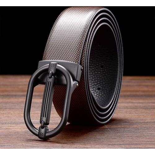 Vintage Belt New Leather Belts for Men Fashion Genuine Leather Men Belt Male plate Buckle Black\coffee