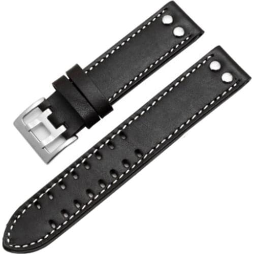 Genuine Leather Band For Hamilton h760250 h77616533 Blcak/Brown Watch Watchband Strap 20mm 22mm Button Stainless Steel Buckle