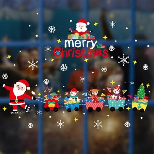 2021 Christmas Static Stickers Decals for Shop Windows Glass Tile Decoration Merry Christmas Sticker for New Year Home Decor DIY