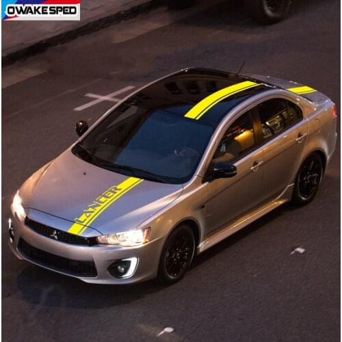 Carbon Fiber Vinyl Film Decal Car Hood Roof Tail Rear Bumper Decor Sticker For Mitsubishi Lancer Racing Sport Style Auto Stripes