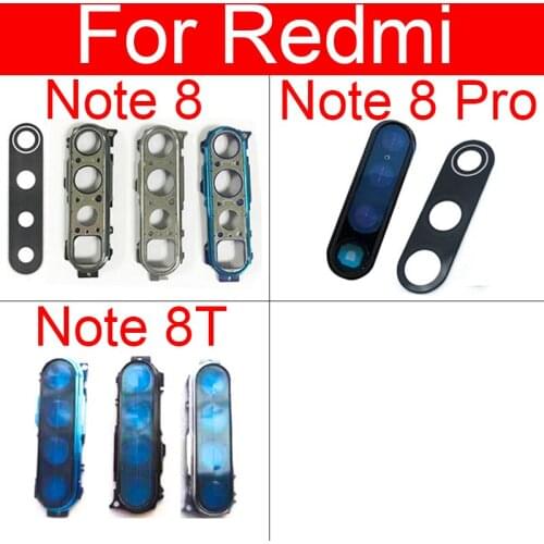 Rear Back Camera Lens For Xiaomi Redmi Note 8 8 8T Pro Camera Lens Glass Cover Frame + Sticker Protection Repair Replacement