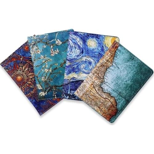 Abstract Painting Style PU Leather 1Pcs Portable Travel Accessories Multi Purpose Passport Cover for Men Women Wallet Holder