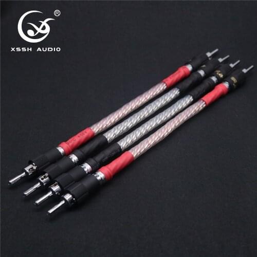 1pcs XSSH Audio Bi Wire 8 core IDY anoxic OFC copper silver plated audio Banana Plug Jumper Speaker Bi Cord Cable Wire