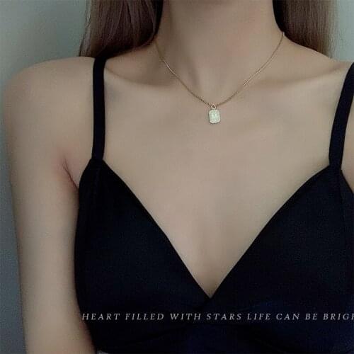 M Letter Square Brand Pendant Necklace Feminine High Quality Clavicle Chain Accessories for Women