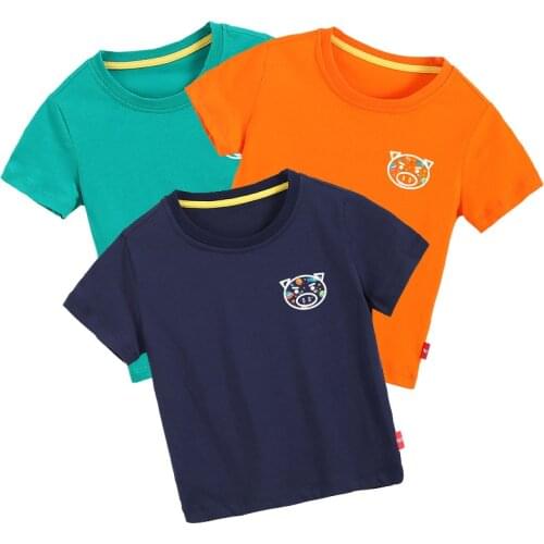 2021 Childrens Short Sleeve T-Shirt Summer Clothing Boys Girls Cartoon Piggy Print T Shirt Kids Clothes O-Neck Cotton Tops Tees