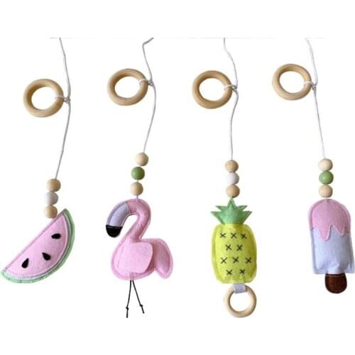 4Pcs Solid Wood Fitness Rack Pendant Baby Gym Toy Hanging Ornaments Room Decor non-toxic and tasteless hanging accessories